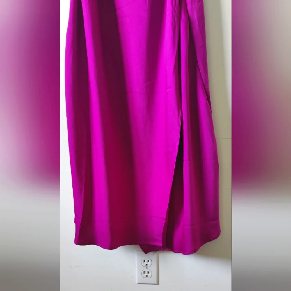 NWT DEX Fuschia  Berry Satin Slip Dress - Picture 6 of 10